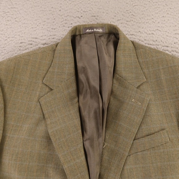 VINTAGE Tweed Jacket M Green Brown‎ Houndstooth Over Check 100% Wool Blazer 42L - Picture 2 of 16